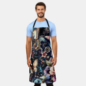 アンティーク春の花と蝶 エプロン (着用した状態)