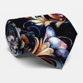 アンティーク春の花と蝶 ネクタイ (ロール)