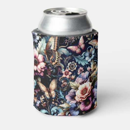 アンティーク春の花と蝶 缶クーラー (缶裏面)
