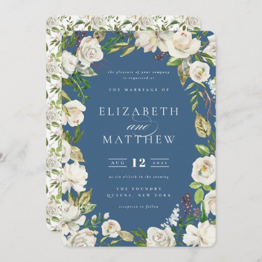 アンティーク春花模様 | 結婚式招待状 招待状 (正面/裏面)