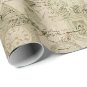 アンティーク時計とフクロウ ラッピングペーパー (ロールコーナー)