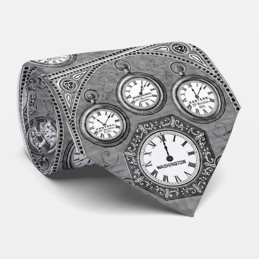 アンティーク時計のタイムゾーン ネクタイ (ロール)