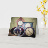 アンティーク時計グリーティングカード抽象芸術アート カード (黄色い花)