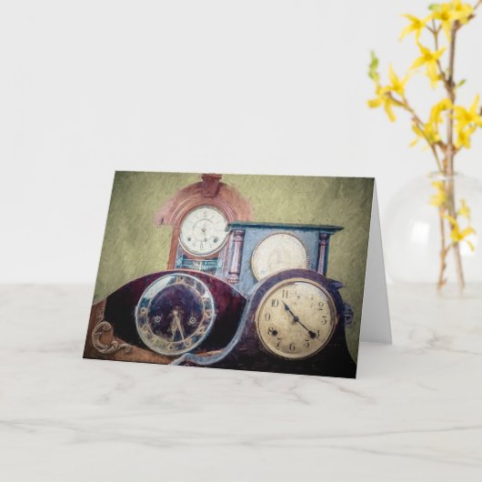 アンティーク時計グリーティングカード抽象芸術アート カード (黄色い花)