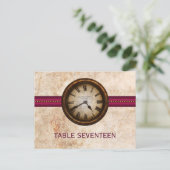 アンティーク時計台番号葉書、明るい赤紫色 ポストカード (スタンド正面)