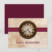 アンティーク時計台番号葉書、明るい赤紫色 ポストカード (正面/裏面)