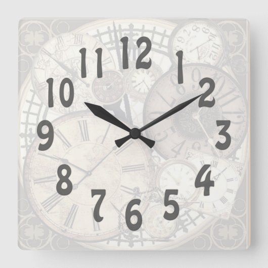 アンティーク時計 スクエア壁時計 (正面)