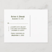 アンティーク時計RSVPポストカード、緑 インビテーションポストカード (裏面)