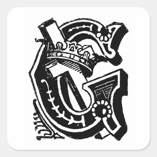 アンティーク書道マソニック記号文字G スクエアシール (正面)