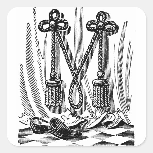 アンティーク書道マソニック記号文字M スクエアシール (正面)