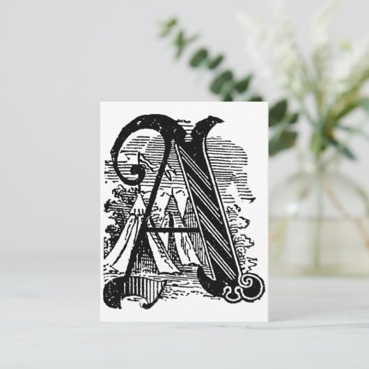 アンティーク書道レタリングマソニックレターA ポストカード (スタンド正面)