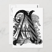 アンティーク書道レタリングマソニックレターA ポストカード (正面/裏面)