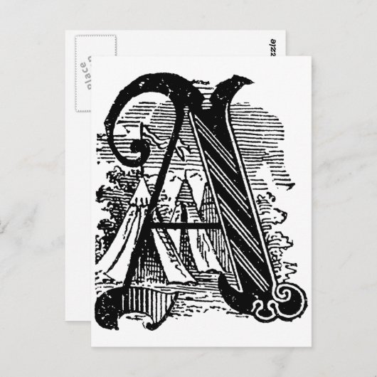 アンティーク書道レタリングマソニックレターA ポストカード (正面/裏面)