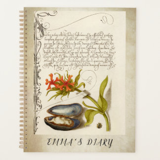 アンティーク書道文字植物イラストレーション プランナー手帳