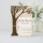 アンティーク木彫りツリー結婚式RSVPカード 出欠カード (スタンド正面)