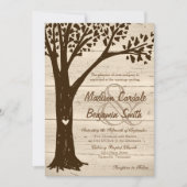 アンティーク木彫りハートツリー結婚式の招待 招待状 (正面)