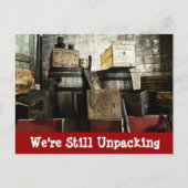 アンティーク木製クレート新しいアドレスカードを移動 案内ポストカード (正面)