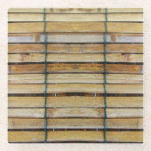 アンティーク木製木材スラット ガラスコースター (正面)