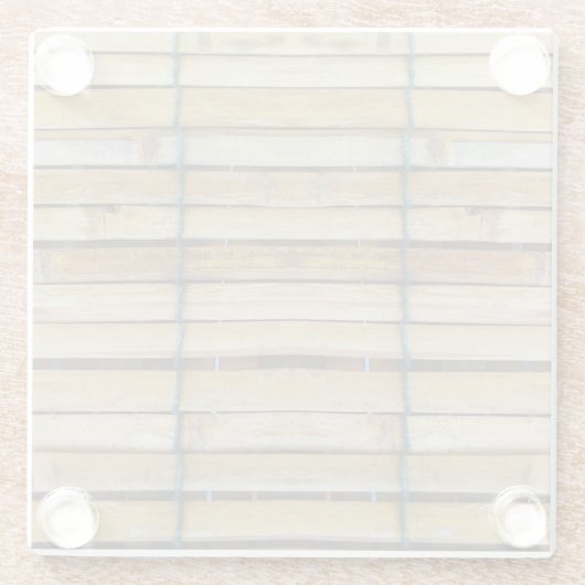 アンティーク木製木材スラット ガラスコースター (裏面)