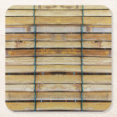 アンティーク木製木材スラット スクエアペーパーコースター (正面)