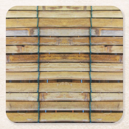 アンティーク木製木材スラット スクエアペーパーコースター (正面)