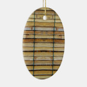 アンティーク木製木材スラット セラミックオーナメント (右)