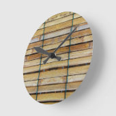 アンティーク木製木材スラット ラウンド壁時計 (傾斜)