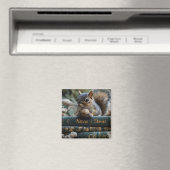 アンティーク本とクルミのリス、自然の物語 マグネット (インサイチュ (食洗機))