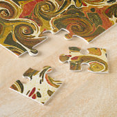 アンティーク本の表紙、華麗な渦巻き模様 ジグソーパズル (側面)