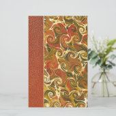 アンティーク本の表紙、華麗な渦巻き模様 便箋 (スタンド正面)