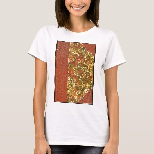 アンティーク本の表紙、華麗な渦巻き模様 Tシャツ (正面)