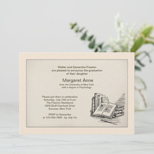 アンティーク本卒業招待状 招待状 (スタンド正面)