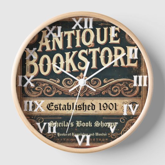アンティーク本屋の壁時計  壁時計 (正面)