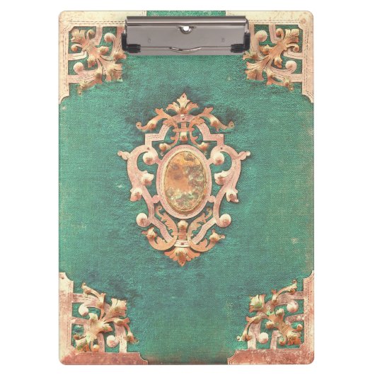 アンティーク本真鍮と緑エレガントビクトリアン クリップボード (正面)