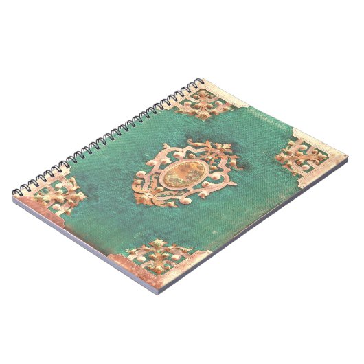 アンティーク本金ゴールドと緑エレガントビクトリアン ノートブック (左側)