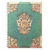 アンティーク本金ゴールドと緑エレガントビクトリアン ノートブック (正面)