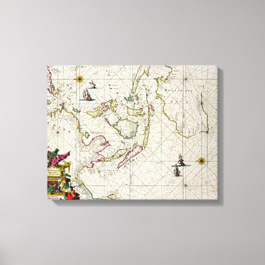アンティーク東インディの地図 キャンバスプリント (正面)