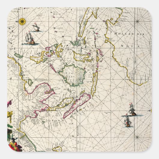 アンティーク東インディの地図 スクエアシール (正面)