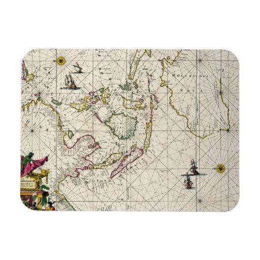 アンティーク東インディの地図 マグネット (横)