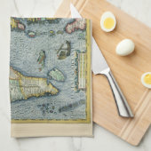 アンティーク東南アジアの地図メルカトル/ホンジウス キッチンタオル (四つ折り)