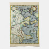 アンティーク東南アジアの地図メルカトル/ホンジウス キッチンタオル (縦)