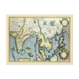 アンティーク東南アジアの地図メルカトル/ホンジウス キャンバスプリント