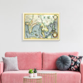 アンティーク東南アジアの地図メルカトル/ホンジウス キャンバスプリント (インサイチュ (リビング))