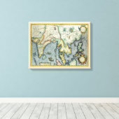 アンティーク東南アジアの地図メルカトル/ホンジウス キャンバスプリント (インサイチュ (ウッドフロア))