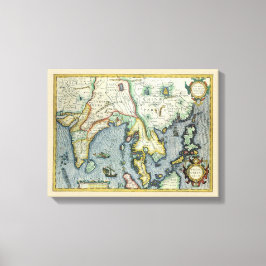 アンティーク東南アジアの地図メルカトル/ホンジウス キャンバスプリント
