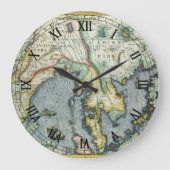 アンティーク東南アジアの地図メルカトル/ホンジウス ラージ壁時計 (正面)