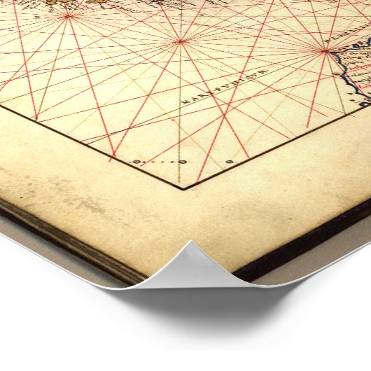 アンティーク東海の地図地中海の ポスター (角)