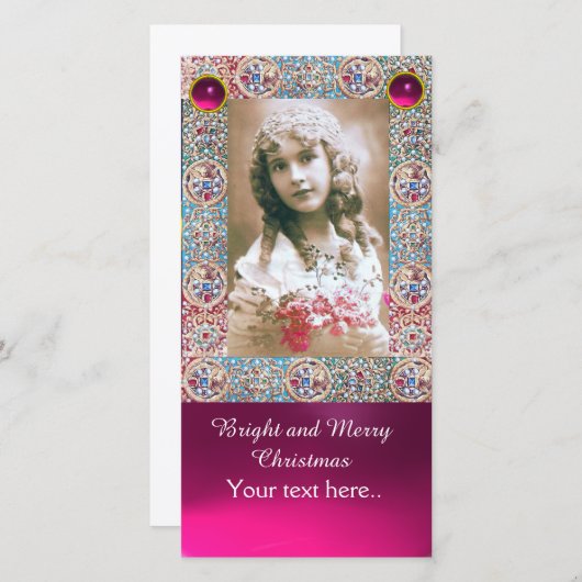 アンティーク枠、天使、宝石大切、ピンクの宝石 シーズンカード (正面/裏面)