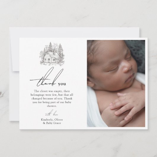 アンティーク森林動物の赤ちゃんシャワー サンキューカード (正面)