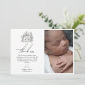 アンティーク森林動物の赤ちゃんシャワー サンキューカード (スタンド正面)